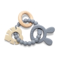 Silicone and Beech Teether “RABIT” Grey